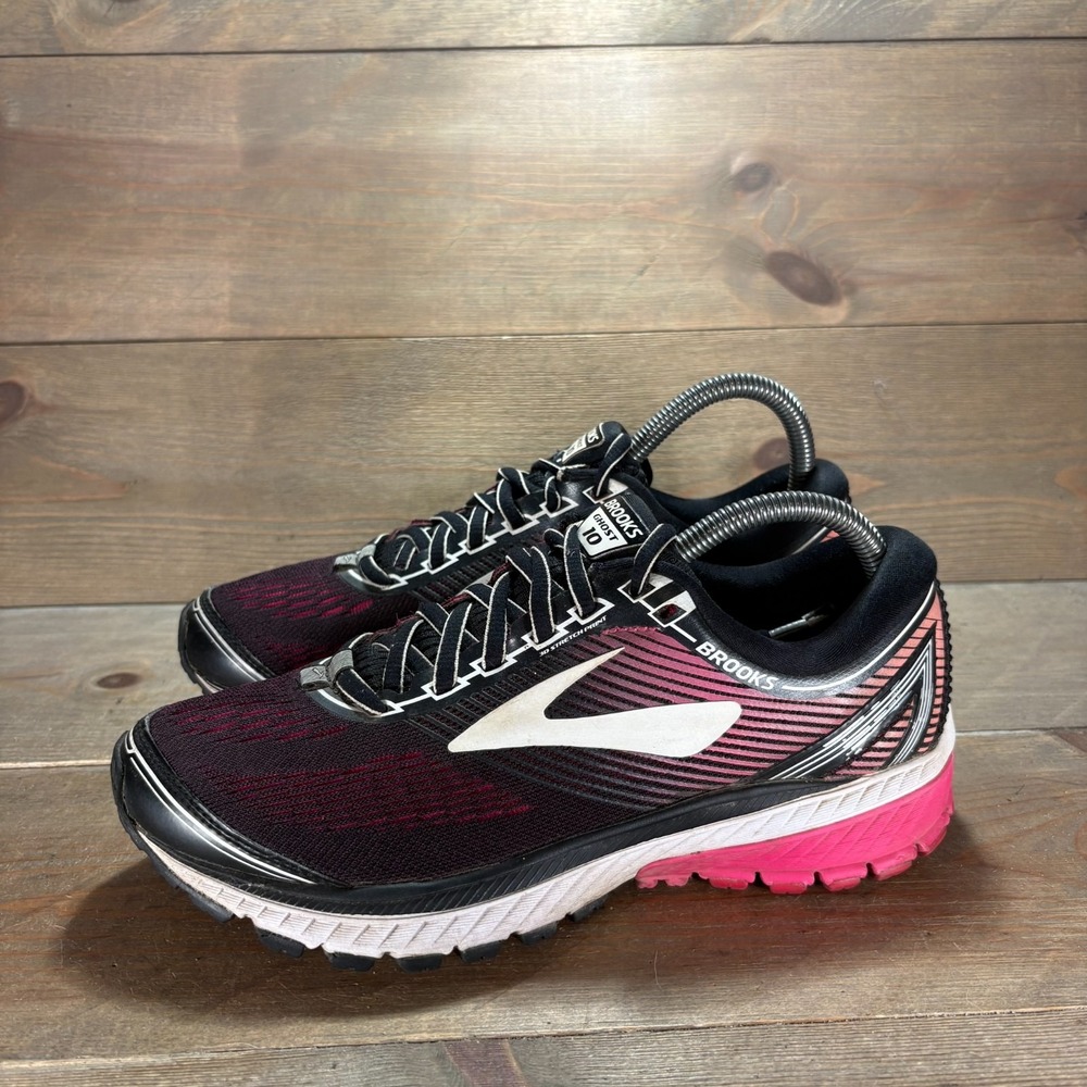 Brooks Ghost 10 Womens size 7 shoes Black Mesh Pink Accent Running sneakers
